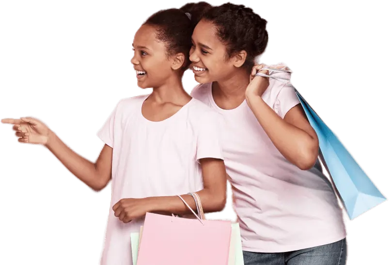 Photo de deux clientes de l'Hyper U Païta fin heureuses de faire du shopping